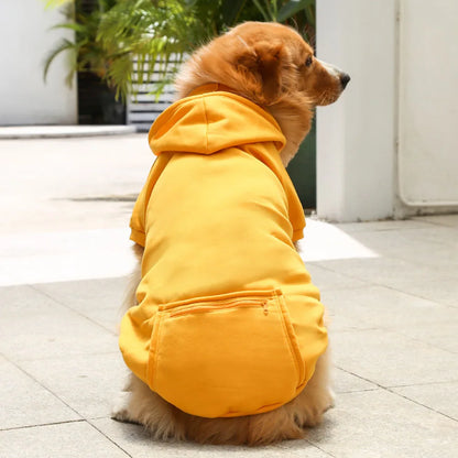 Warm Dog Clothes for Large Dogs Winter Pet Fleece Coat Sport Sweatshirt Hoodies with Snacks Pocket Gold Retriever Husky Apparel