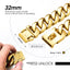 Strong 32mm Wide Gold Dog Chain Collars  Heavy Stainless Steel Dogs Choker Pitbull Gold Dog Necklace For Large Huge Dogs