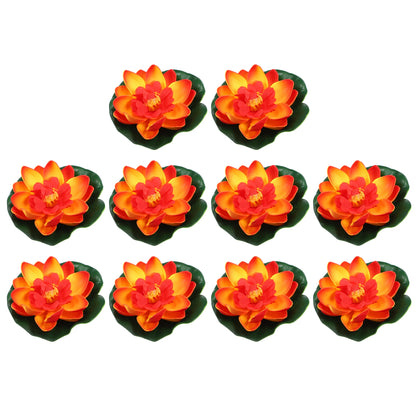 Uxcell 10PCS 10cm Aquarium Floating Artificial Flower Fake Lotus Plant Pond Micro Landscape Garden Fish Tank Tools Accessories