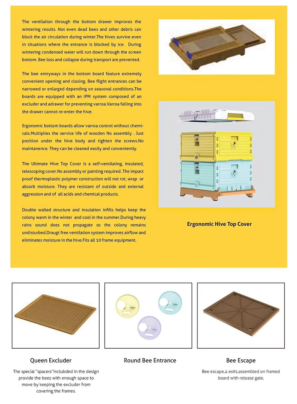 Langstroth 3-Layer 10-Frame Thermo Plastic Bee Hives for Sale - Bee Hive Box - Beekeeping Equipment Wholesale - Beehive Supplies