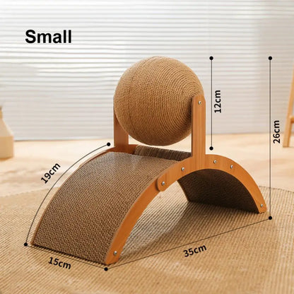 Wooden Cat Scratcher Sisal Cat Scratching Ball 2 In 1 Wear-Resistant Grinding Paw Toy Scratch Board Solid Wood Scraper for Cats