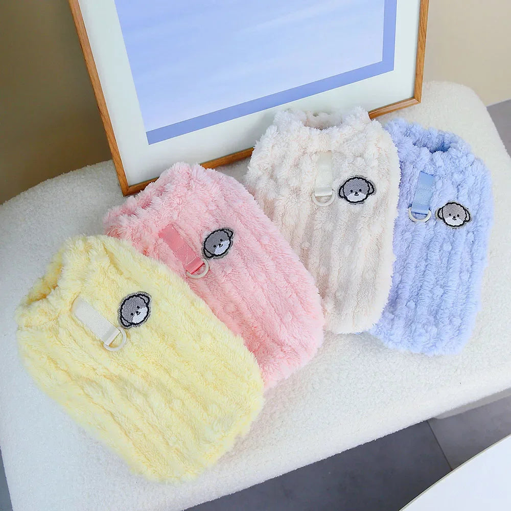 Winter Pet Clothes Warm Coral Fleece Dog Vest Pullover Jacket Puppy Dog Sweater with D Ring for Small Medium Dogs Cats Costume