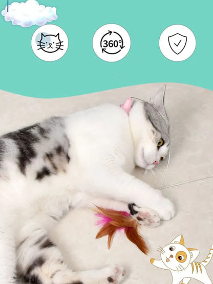 Interactive Cat Toys Funny Feather Teaser Stick with Bell Pets Collar Kitten Playing Teaser Wand Training Toys for Cats Supplies
