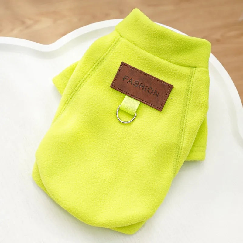 Fleece Dog Jacket Winter Dog Clothes Chihuahua French Bulldog Clothing Pet Costume with Harness D-Ring Luxury Kitten Puppy Coat