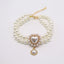 2 Rows Luxury Dog Cat Pearl Necklace Collar for Small Dogs Cats Yorkie Wedding Birthday Costume Crystal Jewelry Pet Accessories