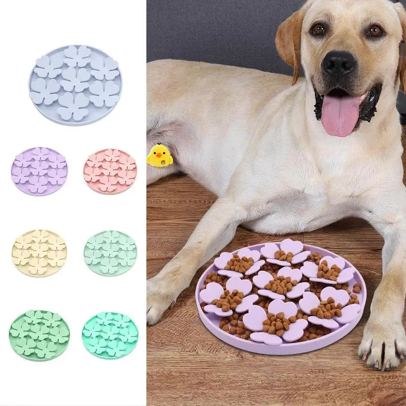 Lick Mat For Dogs Suction Dog Butter Lick Pad Raised Flower Design Dog Puzzle Bowl For Boredom Relief Floor Or Wall Treats