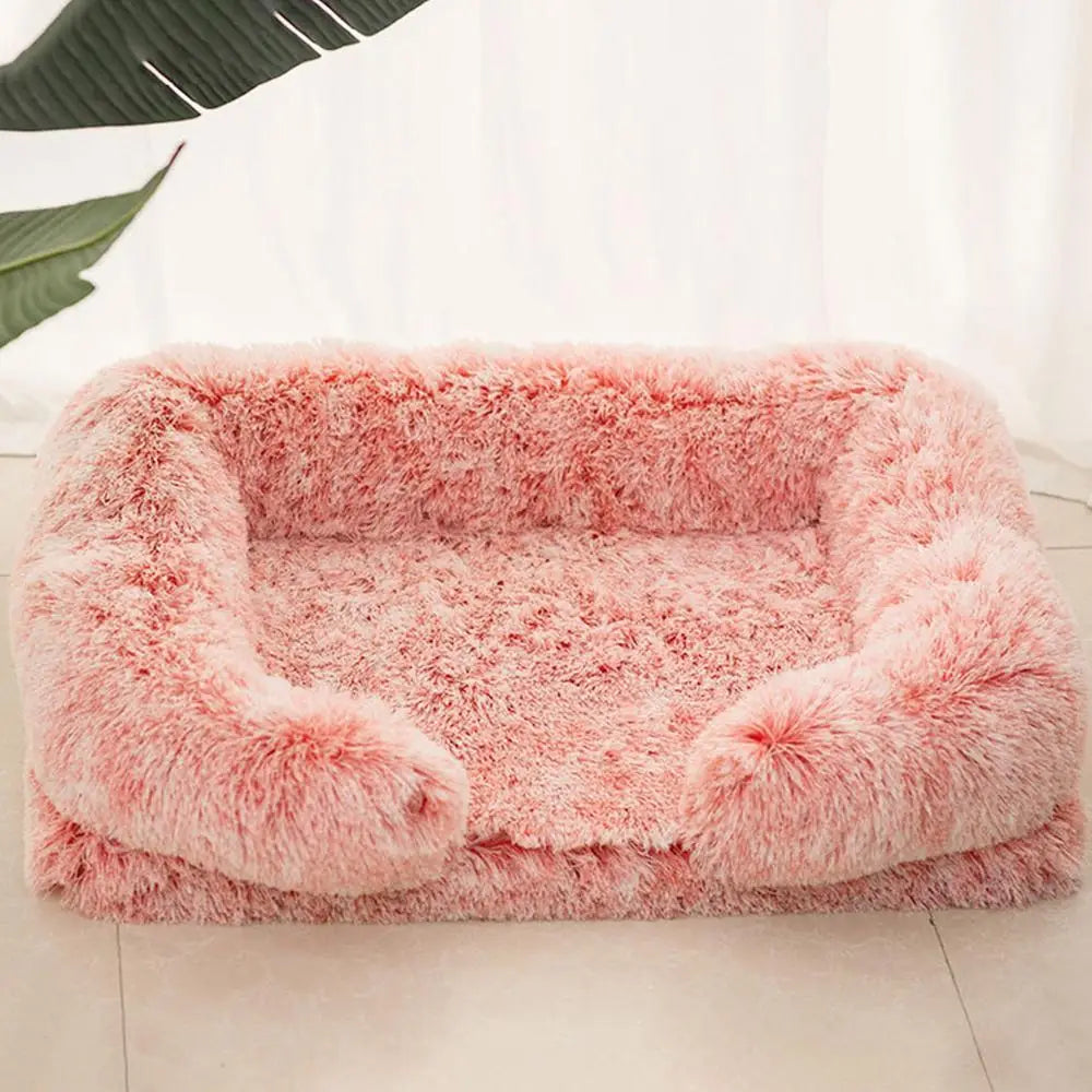 Cozy Plush Dog Sofa Bed Square Beds Washable Warm Pet Cushion Orthopedic Lounger Fluffy With Zipper Cover