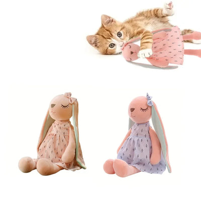 Adorable Stuffed Bunny Toy, Soft Plush Cat Toy, Huggable Cute Rabbit Toy, Pet Supplies