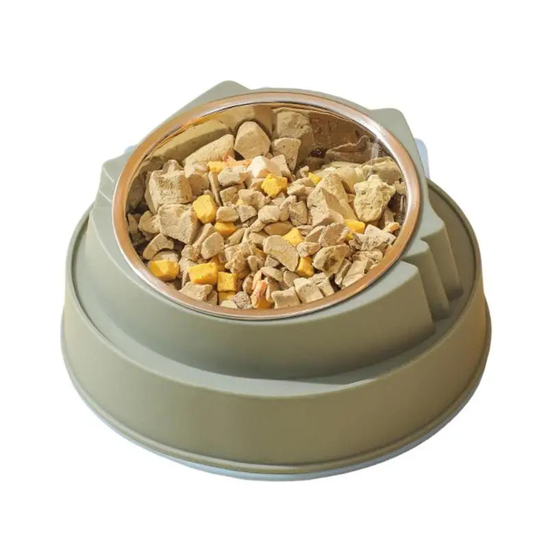 Cat Bowl Non-Slip Pet Stainless Steel Food Bowls Ergonomic Design Cat Dog Food Bowl with 15 Degree Oblique Mouth Puppy Feeding