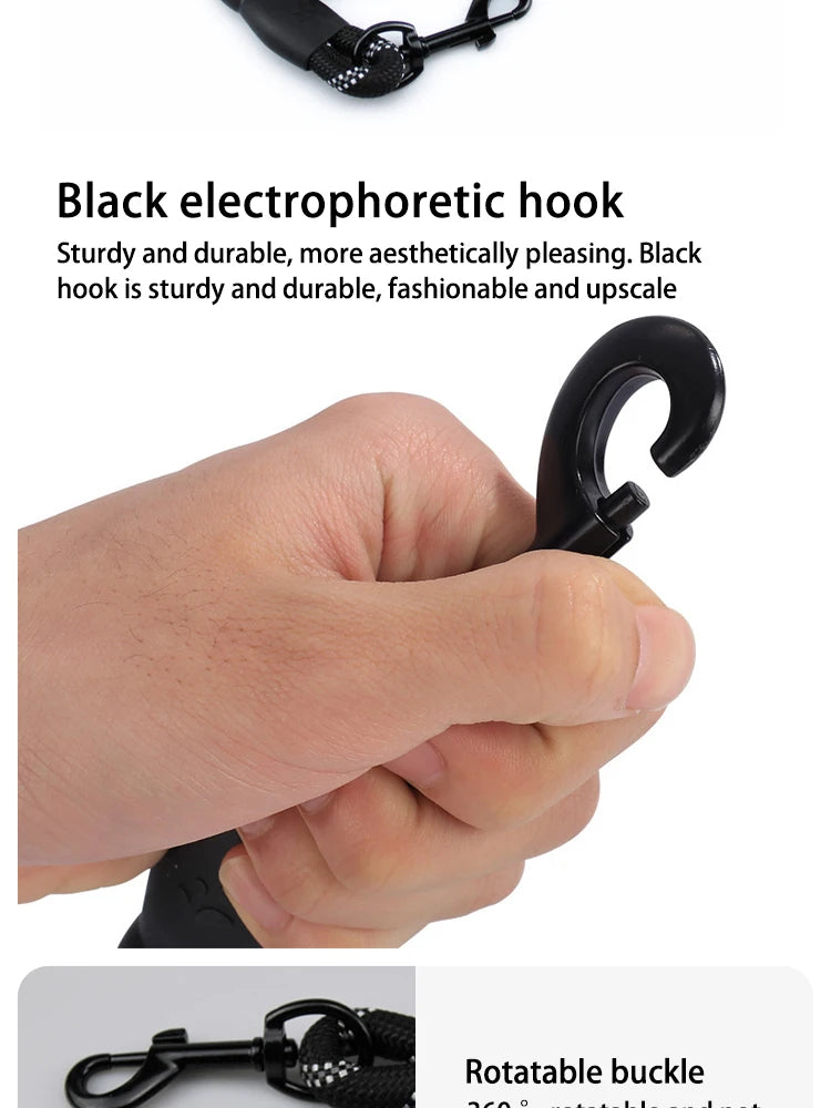 Reflective Dog Leash with Padded Handle - Durable Dual Traction Rope for Strong Dogs - Boost Safety and Control
