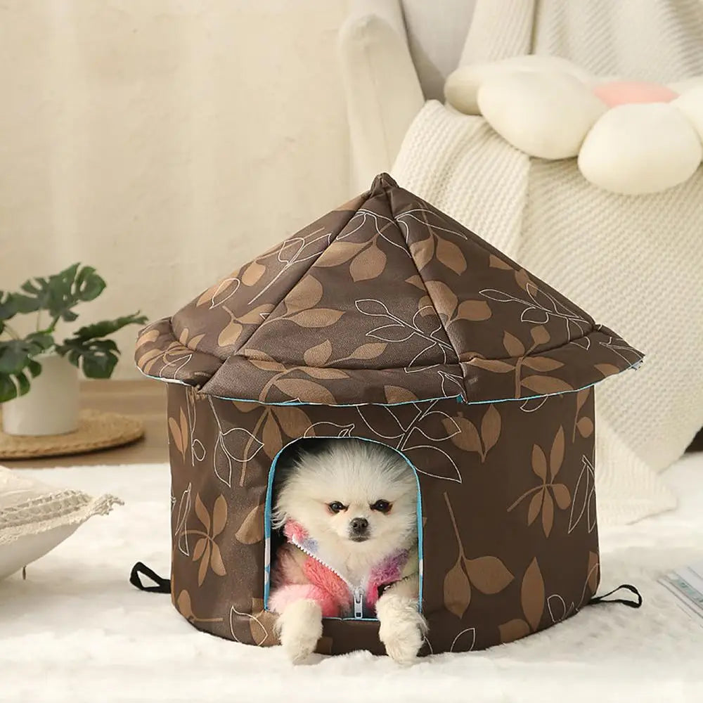 Cat House Dog Nest Waterproof Outdoor Winter Warm Pet Cave Insulated Outside Cat House Home Foldable and Washable Pet House