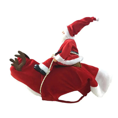 Creative Christmas Pet Clothes Old Man Riding Costume Christmas Atmosphere Funny Supplies Cats And Dogs Pet Winter Clothes