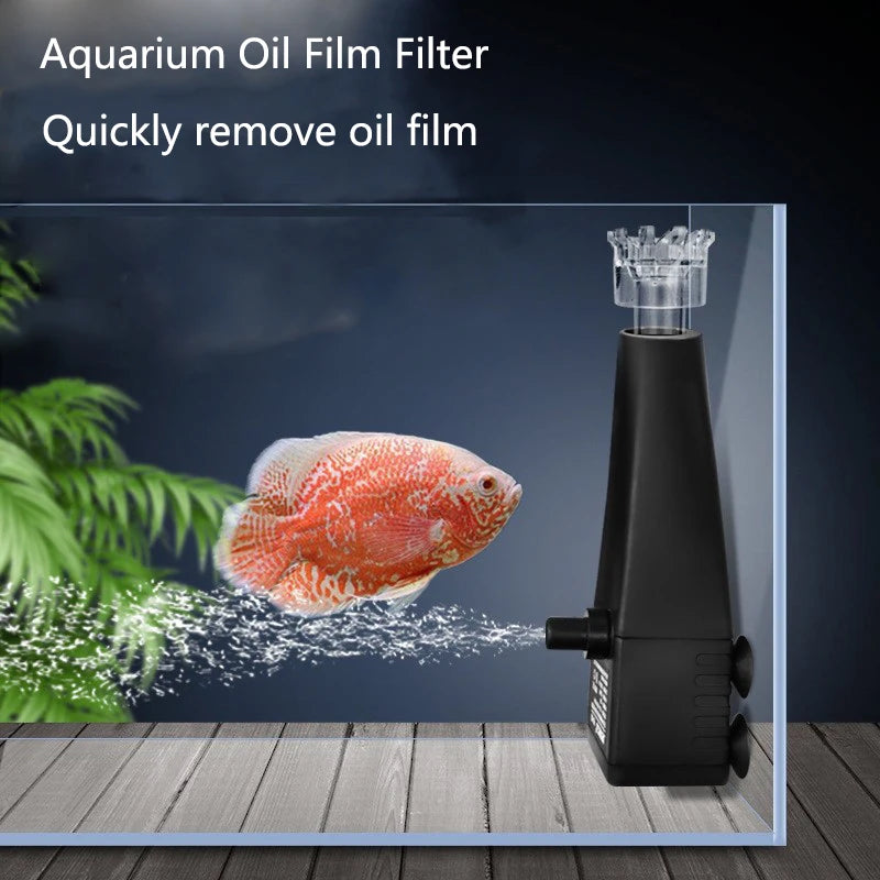 5W Aquarium Surface Oil Skimmer Filter Mute Auto Oil Film Processor Remove Tool for Aquarium Fish Tank Water Filtration 220-240V