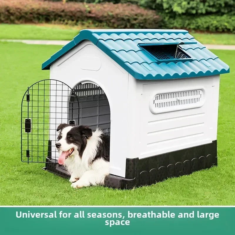 Outdoor Rainproof Pet Nest Four-season Universal with Toilet Plastic Kennel Sunscreen Dog Shed with Toilet with Toile