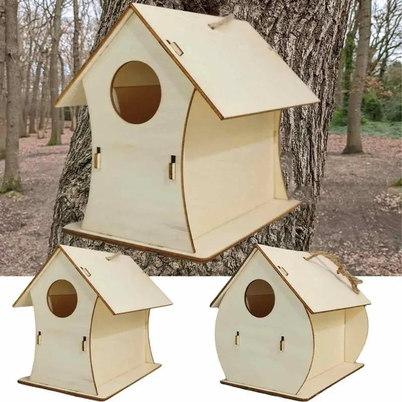 Wooden Birdhouse For Outdoor Hanging Garden Wood Hummingbird Houses Wooden Natural Bird Houses For Wren Swallow Sparrow