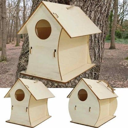 Wooden Birdhouse For Outdoor Hanging Garden Wood Hummingbird Houses Wooden Natural Bird Houses For Wren Swallow Sparrow
