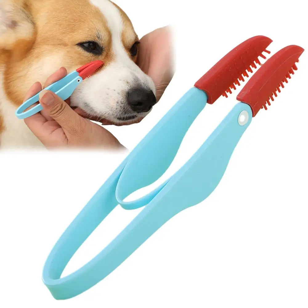 Dog Tear Stain Remover Comb Silicone Brush Head Pet Tear Stain Remover Comb With Anti-Slip Handle Multipurpose Dog Comb Durable