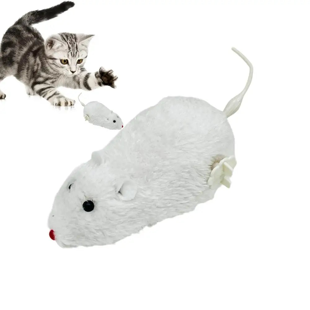 Cat Mice Toys Wind up Indoor Cat Plush Mouse Hunting Toy Plush Mice Pet Toys Clockwork Mouse Running Toy Realistic Mouse