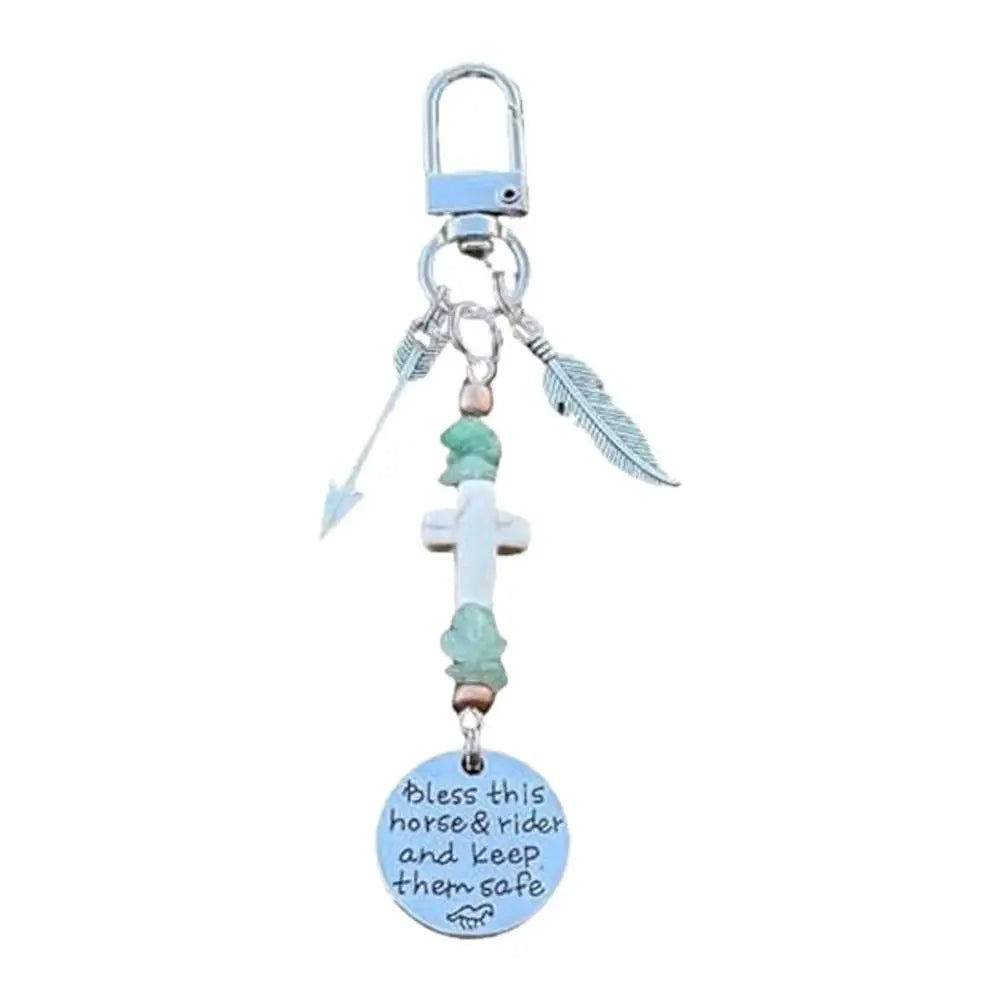 Saddle Rope Key Chain Vintage Horseshoe Cowboy Keychain Pendant With Feather Western Alloy Keychain With Safety Buckle Carved