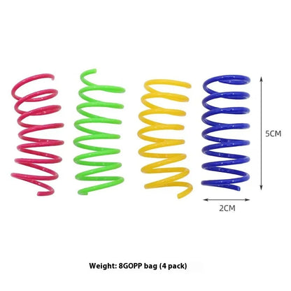 Pet cat toy spring jumping colored plastic cat spring rolling toy pet supplies