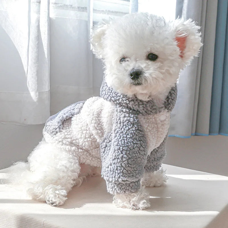 Thicken Warm Sherpa Fleece Dog Coat Winter Dog Clothes for Small Medium Dogs, Puppy Hooded Sweater Yorkie Chihuahua Pet Apparel