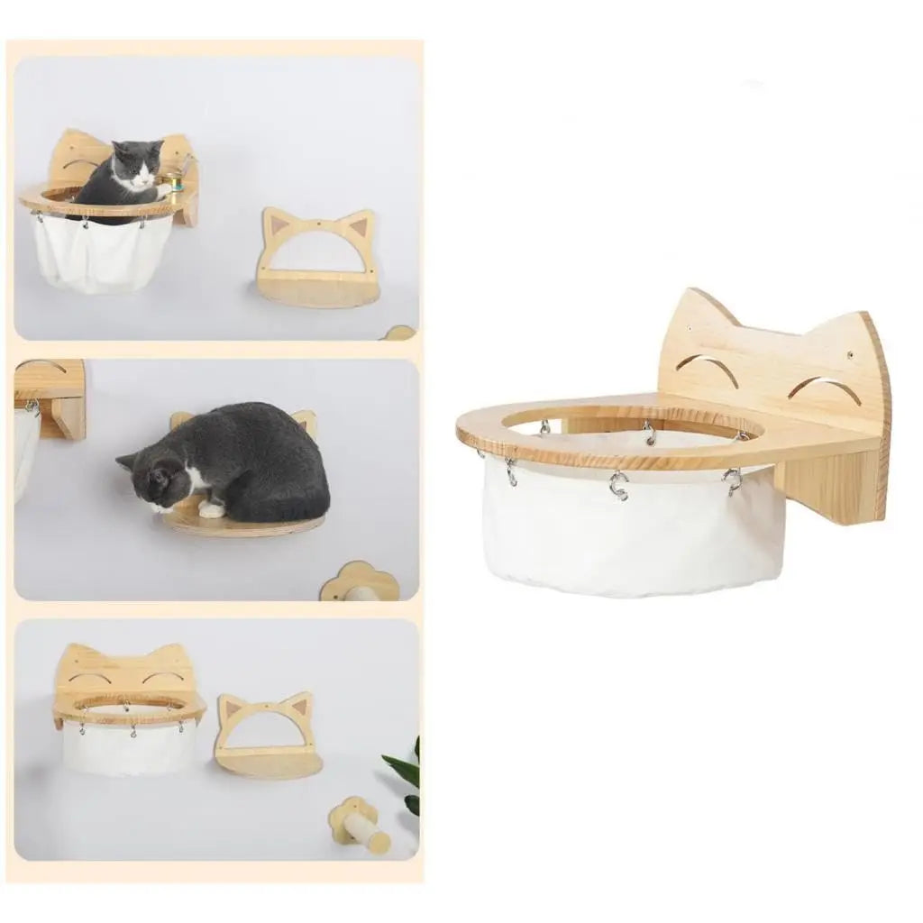 Cat Hammock Cat Shelves Tree Tower Ladder Wooden Furniture for Kitten Saving-space Cats Pet Products Cat Climbing Wall