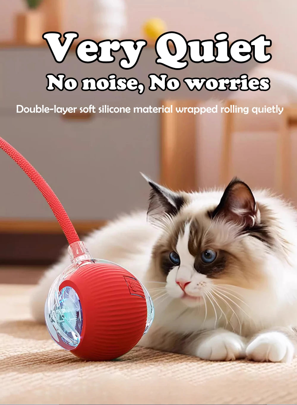 New Rechargeable Smart Interactive Ball for Pet, Motorized Toy, Dog and Cat Training, Simulation Mouse, 3 Modes, Wake Up Ball