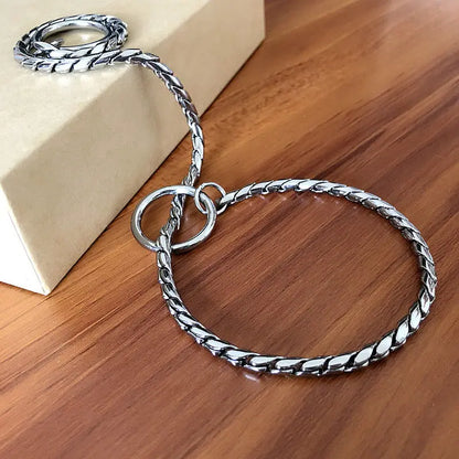 Copper Snake P Chain Dog Collar Small Puppy Large Dog Collar Necklace Choker Pet Training Supplies Slip Collar Gold Sliver Black