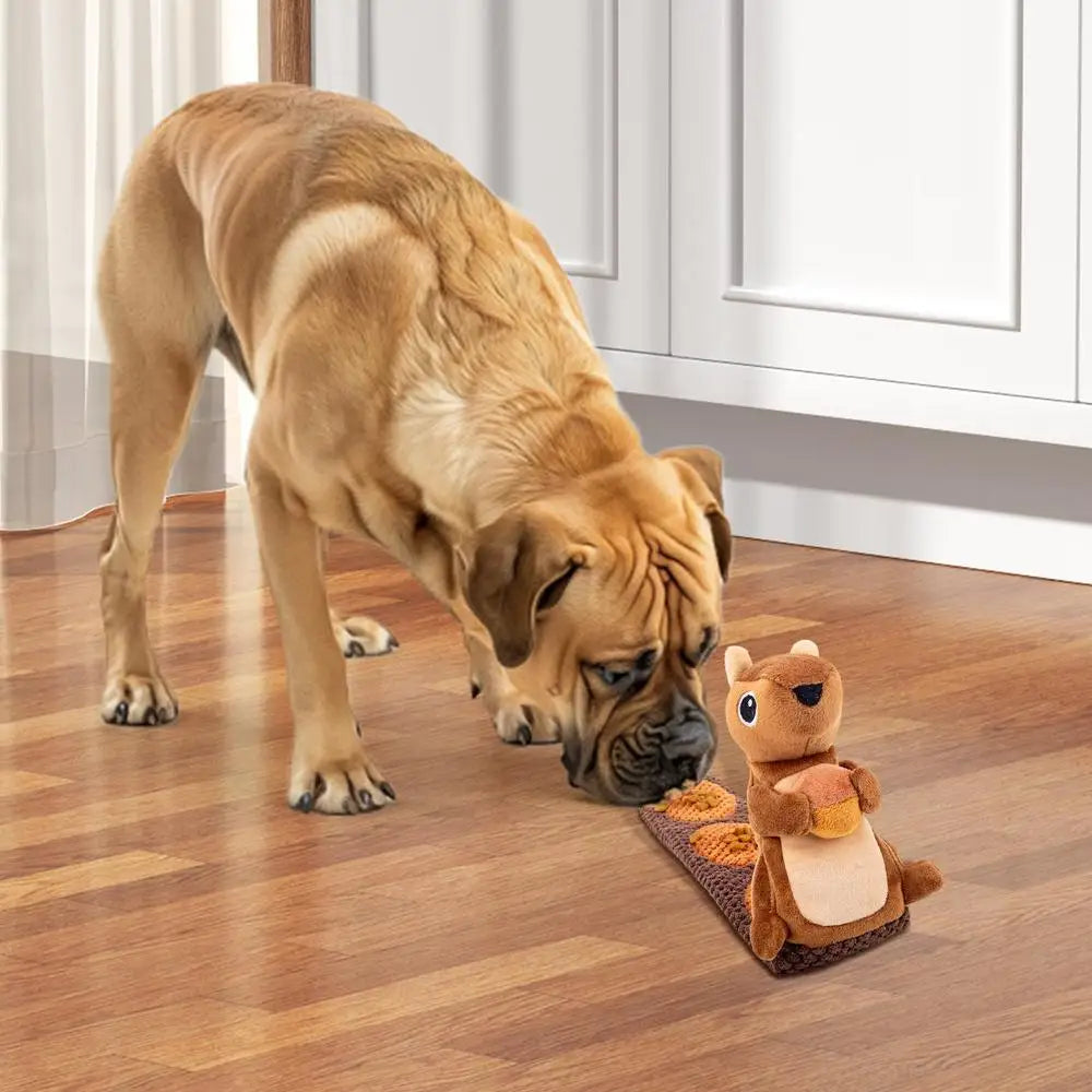 Dog Vocal Interactive Toy Velvet Squirrel Shaped Foraging Instinct Training Puppy Toys Interactive Dog Puzzle Toys With Sound