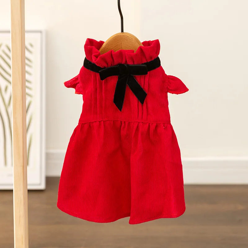 Christmas Costume Dress and Shirt Set for Pet Dog Luxury Dog Clothes Chihuahua Clothing Puppy Skirt Pet Apparel Dog Bow Dress