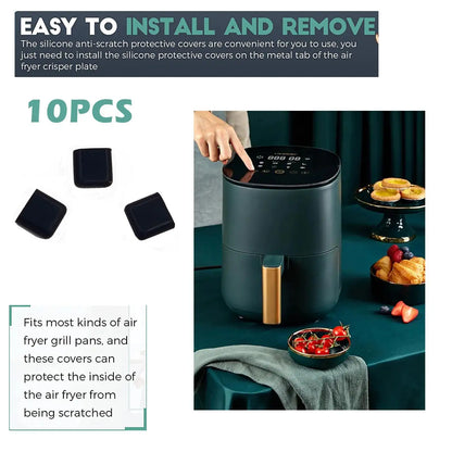 Air Fryer Rubber Bumpers Black Air Fryer Scratch Protection Air Kitchen Tray Fryer Replace Parts Accessories Cover Rubber W1T4