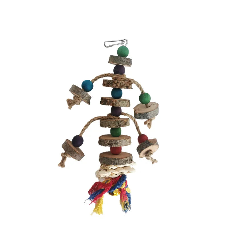 Parrot toys, Colorful wooden bird supplies, Unique shape, Diverse ways to play, Complete variety, Large parrot bite bird toys