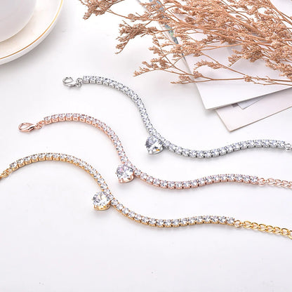 Luxury Gold Dog Chain Collar with Heart Diamond Rhinestone Cat Necklace Crystal Jewelry Pet Accessories for Small Dogs York Cats