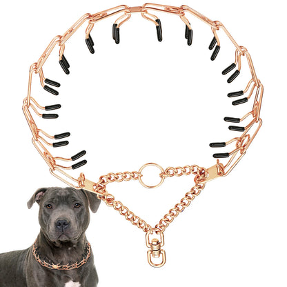 Adjustable Pinch Collar for Dogs,Gold Dog Training Collar Prong Collar with Quick Release Buckle for Small Medium Large Dogs