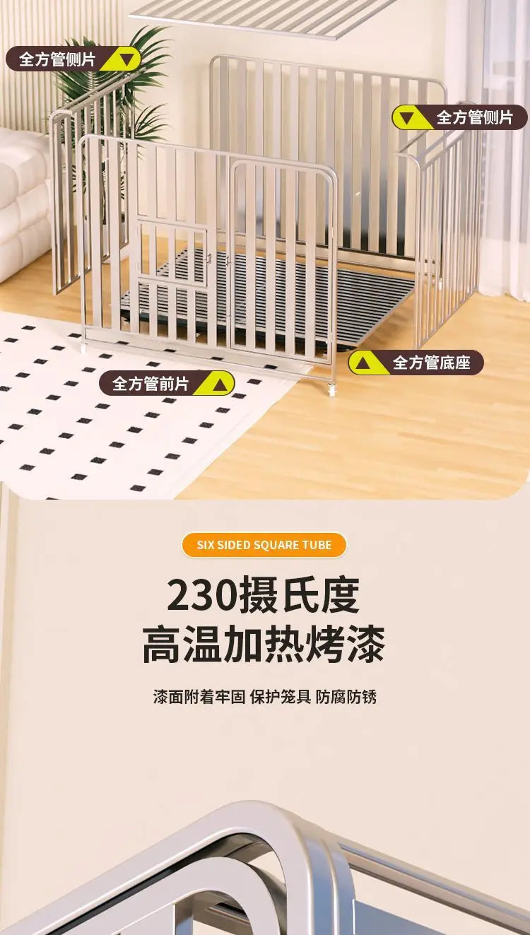 Full Square Tube Dog Cage Medium Large Dog Indoor and Outdoor Toilet Small Dog Labrador Golden Retriever Pet