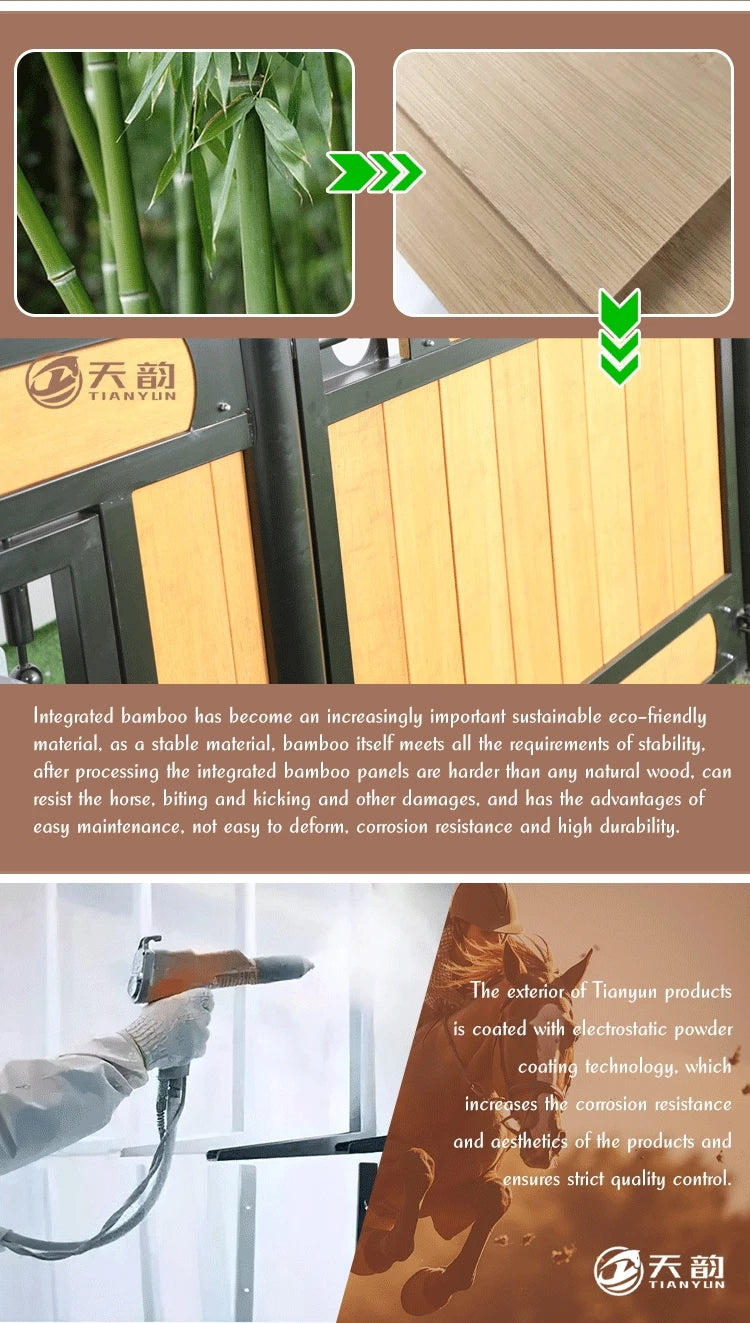Beautiful Bamboo Horse Box Powder Coated Classic Equine Stall for Farms and Horse