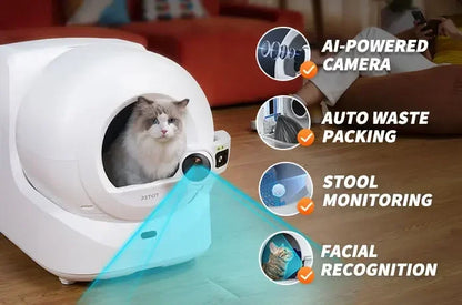 Automatic Litter Pan with Rotating CameraSealed and Odor-InsulatedMultiple Litter AvailableEasy-to-Clean Cat Litter Boxes