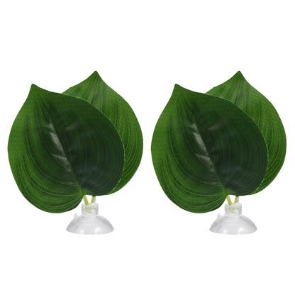 UXCELL 2/4 Pcs Aquarium Artificial Plastic Plants Betta Fish Leaf Pad with Suction Cup Betta Bed Leaf Hammock Resting Hide Decor