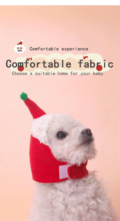 Warm Fleece Cartoon Pet Hat for Cat Christmas Keep Warm York Dog French Bulldog Head Wear Snowman Deer Winter Pet Accessories