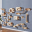Cat Hammock Set Wall Mounted Cat Climbing Wooden Shelves and Jumping Platform Scratching Post for Cat Playing and Sleeping