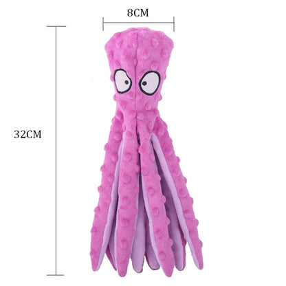 Squeaky Dog Toy Octopus Toy for Aggressive Chewers Tough No Stuffing Plush Crinkle Interactive Pet Toys for Puppy and Large Dogs