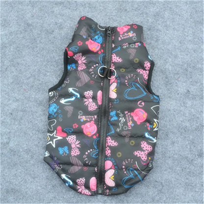 Windproof Pet Vest Jacket Winter Warm Big Dog Clothes Puppy Harness Clothing Funny Printed Coat for Small Medium Dogs Cats XS-XL