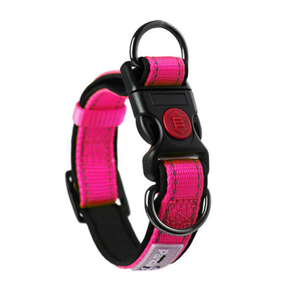 Adjustable Dog Collar Comfortable Soft Foam Padded Reflective Nylon Dog Collar with Double D Rings for Small Medium Large Dogs