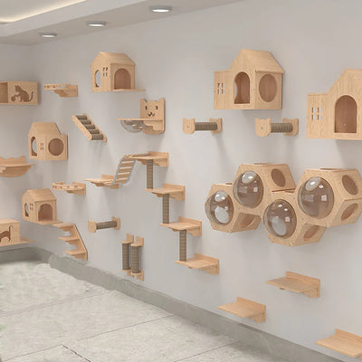 1 Piece Wall Mounted Wooden Cat Hammock Cat Nest Cat House and Cat Hanging Bed Different Types for Pets Sleeping Perch and Rest