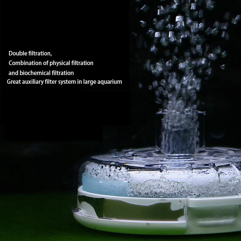 Round Aquarium Fish Tank Filter Transparent Biochemical Sponge Filter Aquarium Water biological Filter Submersible Water Pump