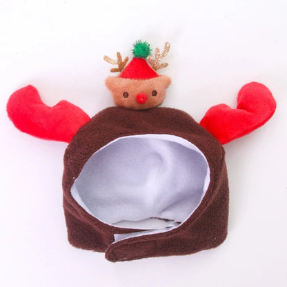 Warm Fleece Cartoon Pet Hat for Cat Christmas Keep Warm York Dog French Bulldog Head Wear Snowman Deer Winter Pet Accessories
