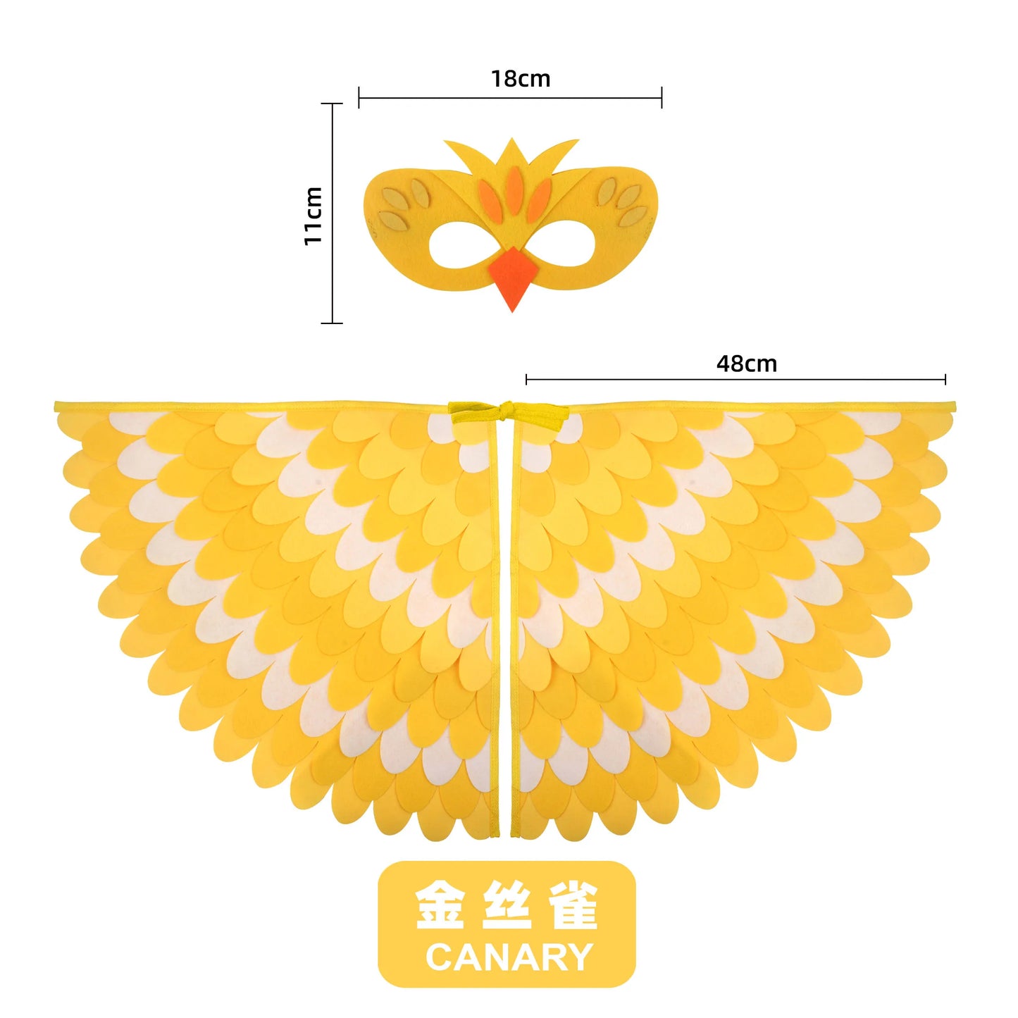 Kids Cosplay Costume Stage Performance Owl Peacock Wings Bird Felt Cape with Mask for Girls Boys Halloween Party Cloak