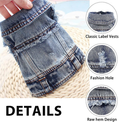 Sphinx Cat Clothes for Small Medium Large Cats, Dark Washed Cat Jeans Jacket Spring Autumn Denim Coat Cat Costume Pet Apparel