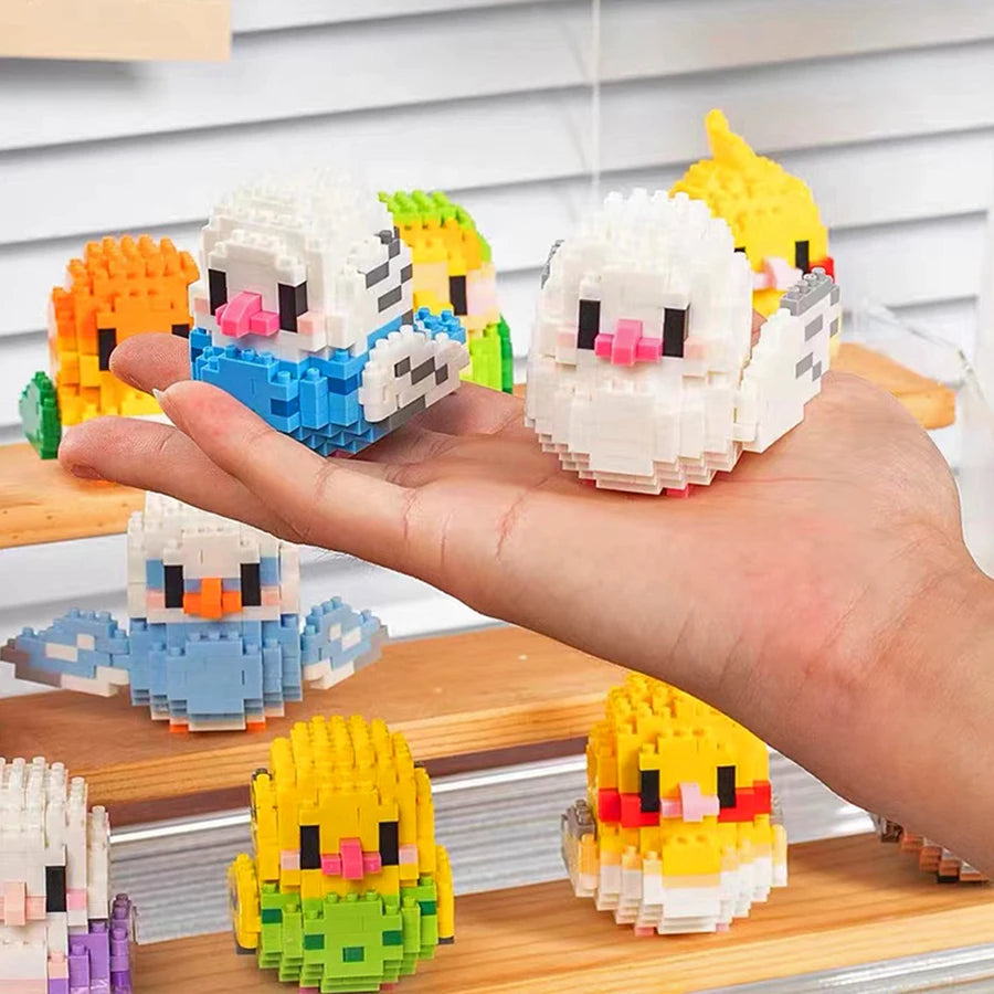 Creative DIY Cartoon Cute Birds, Parrots, Sparrows, Animal Building Blocks, Bird Assembly Model Toys, Home Decoration Gifts