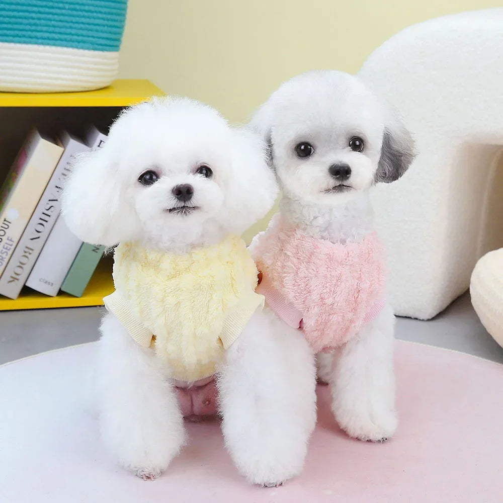 Winter Pet Clothes Warm Coral Fleece Dog Vest Pullover Jacket Puppy Dog Sweater with D Ring for Small Medium Dogs Cats Costume